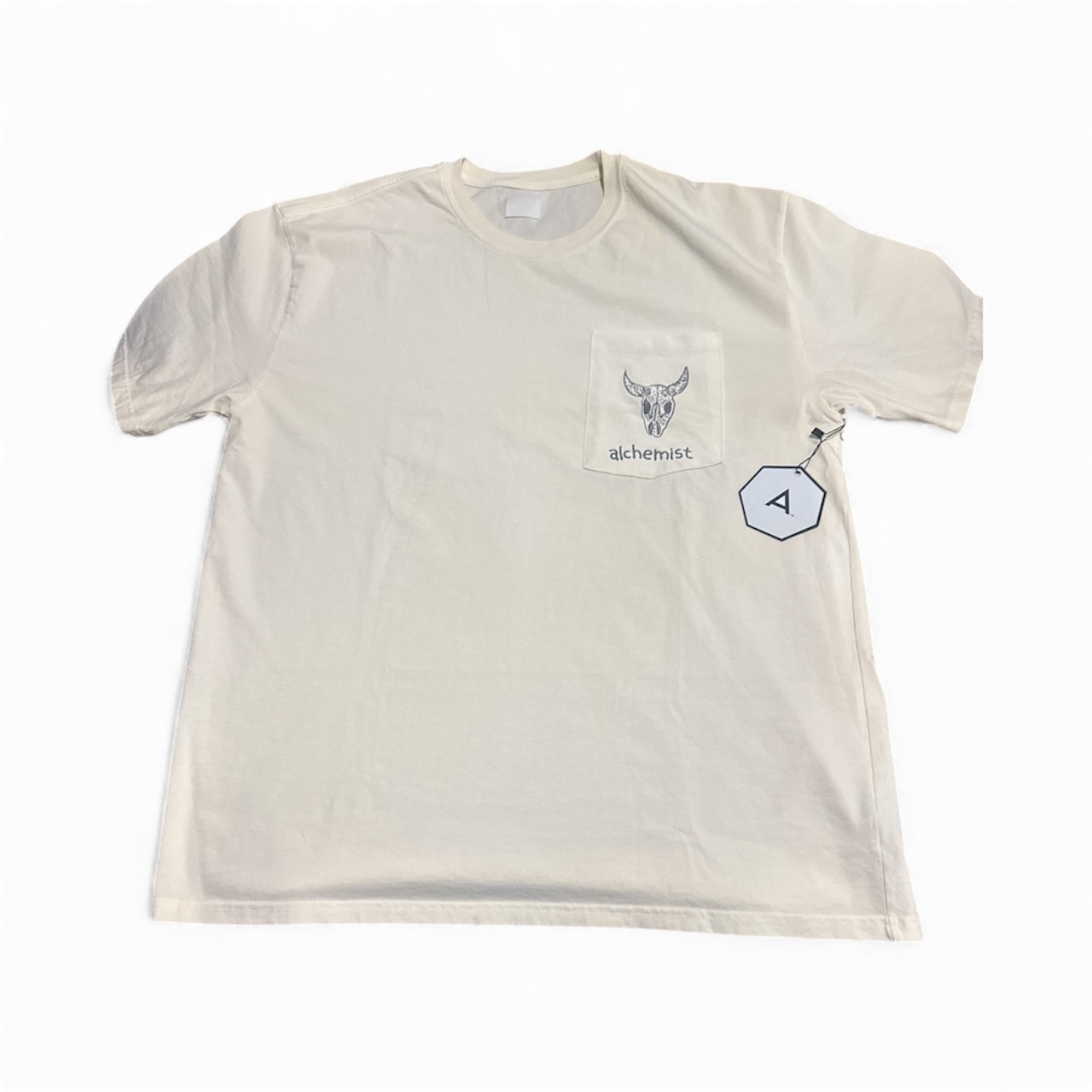 Alchemist Skull Graphic Pocket Tee Men's Ivory Short Sleeve XXL gallery