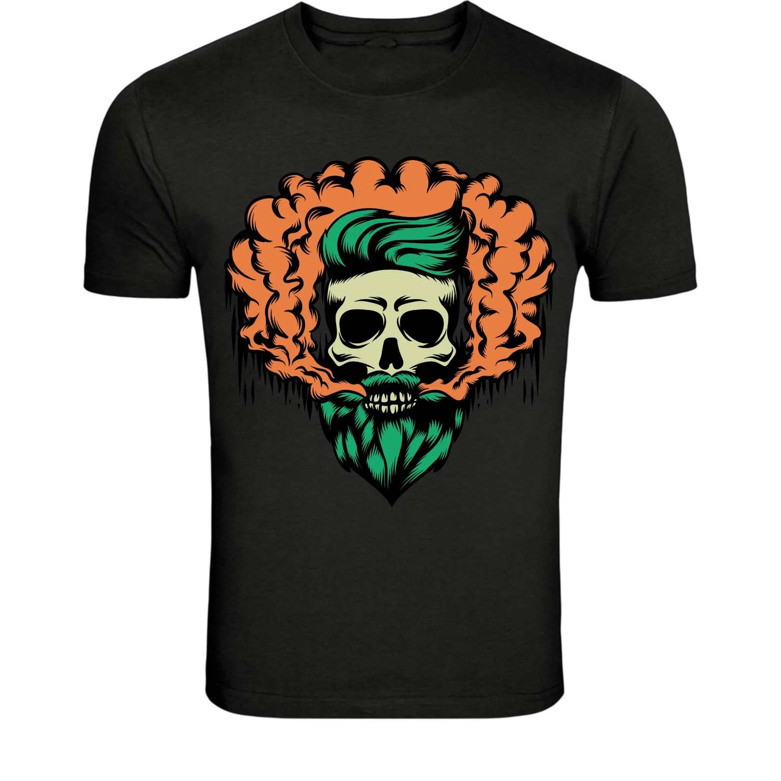Punk Skull with Colorful Hair T-Shirt – Gothic Rock Skeleton