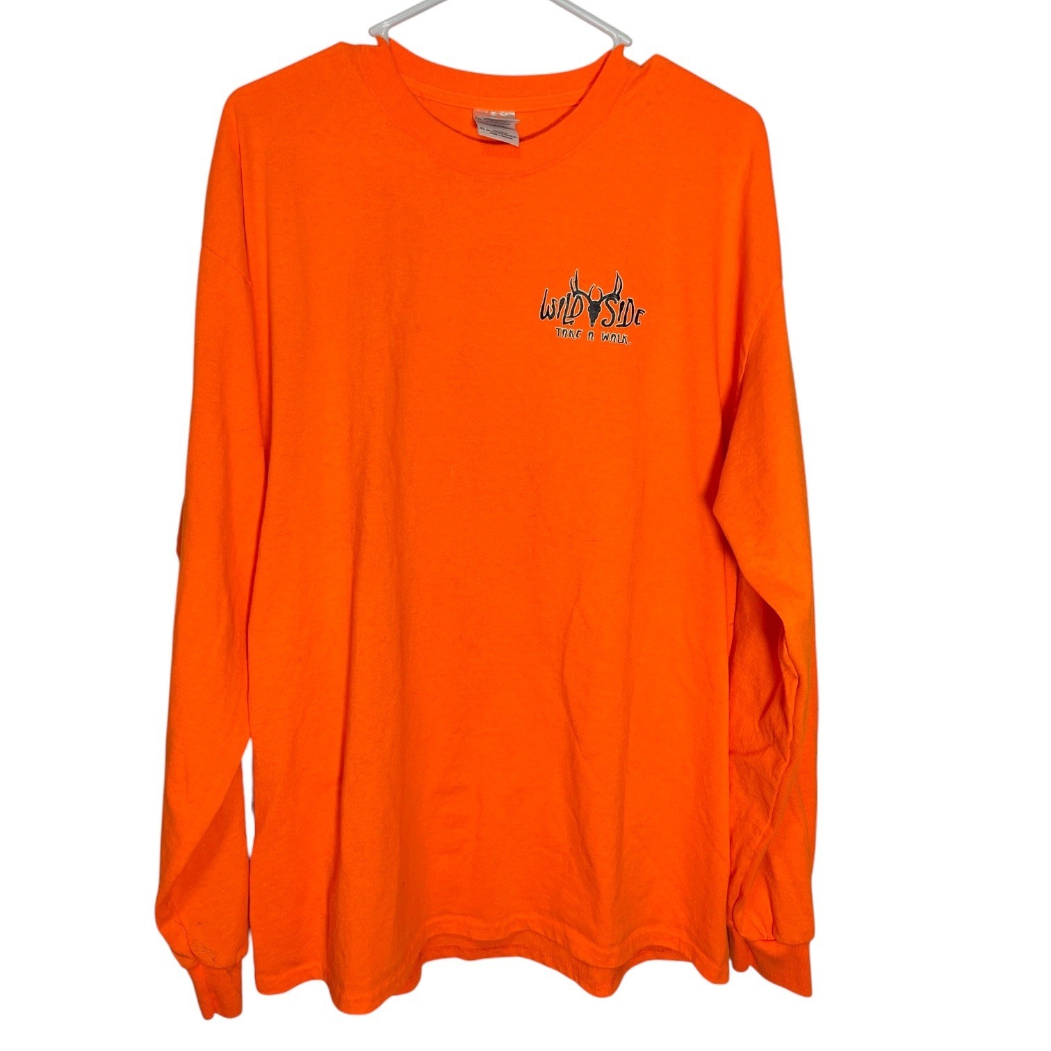 Wildside XL Orange Long Sleeve T-Shirt Graphic Deer Skull Outdoor Hunting gallery