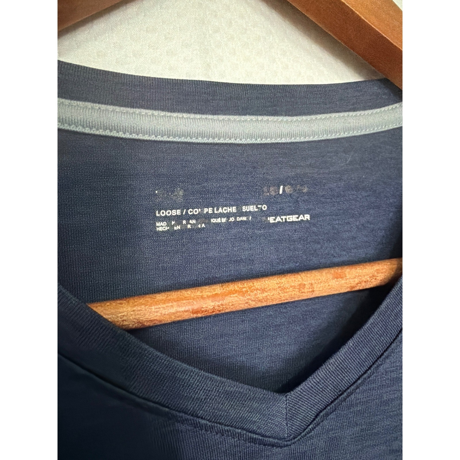 Under Armour HeatGear Mens V-Neck T-Shirt Navy Blue Heather Loose Fit Large gallery