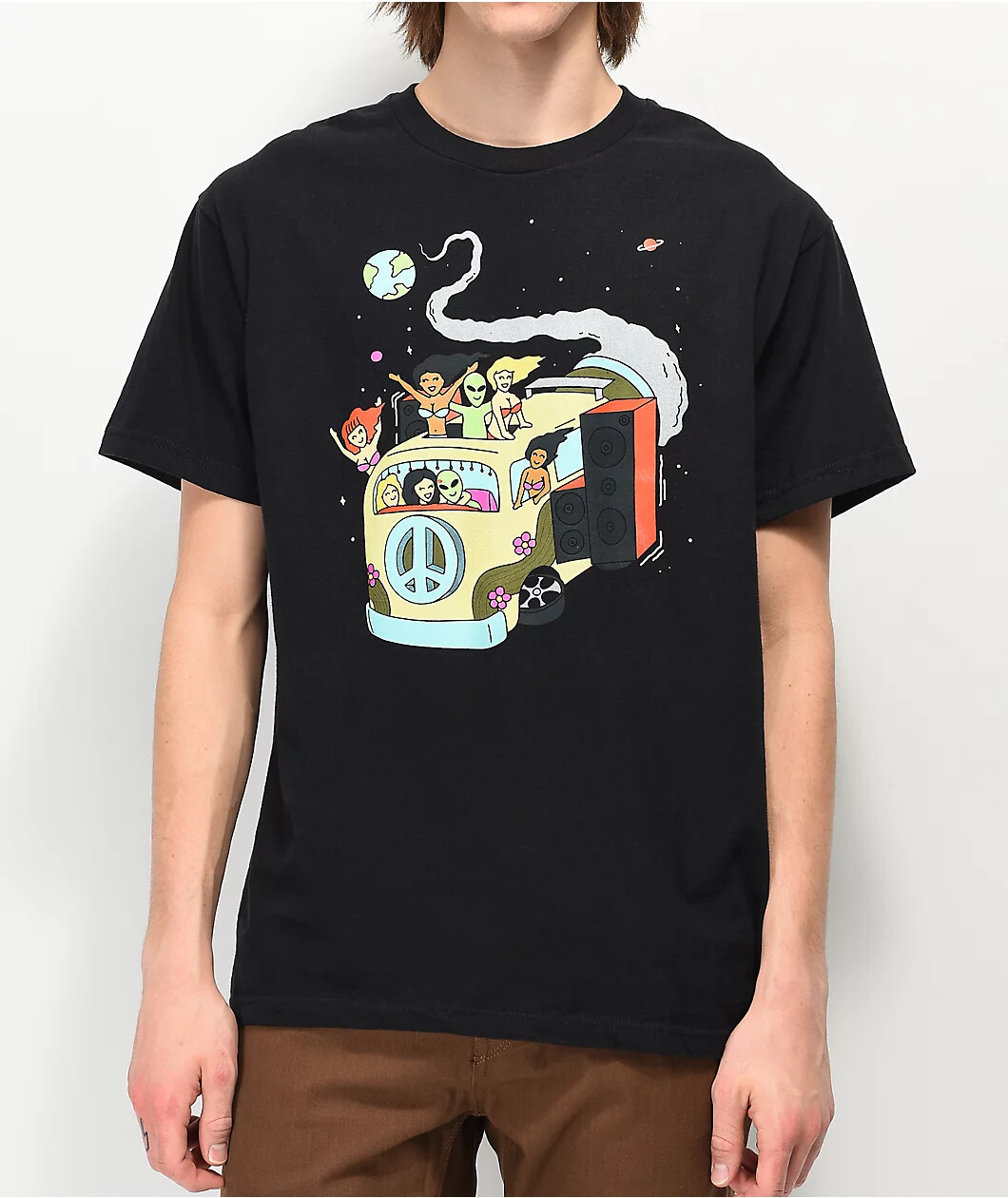 A-Lab Mens Take A Ride Alien Bus Funny Black T-Shirt New S, M, L, XL, 2XL, 3XL gallery