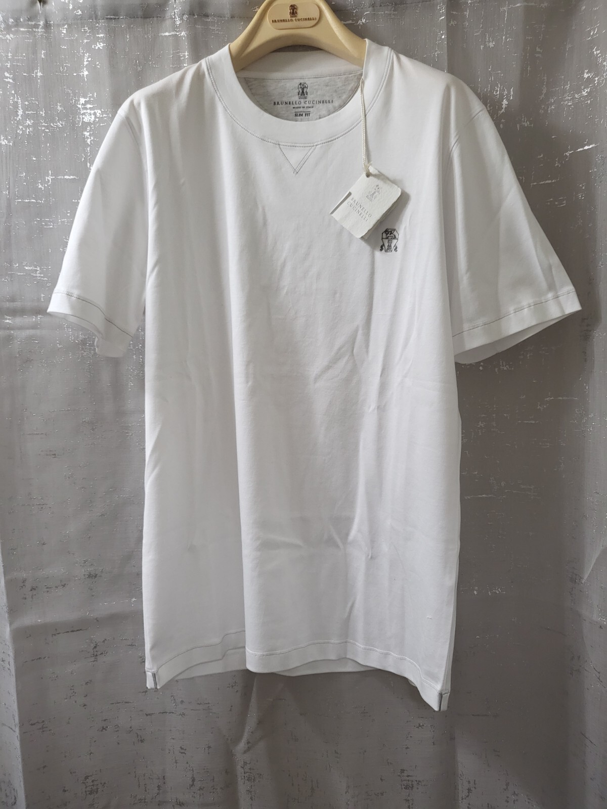 530$ Brunello Cucinelli Mens White Cotton Jersey T-Shirt with Logo Sz:US S/48EU gallery