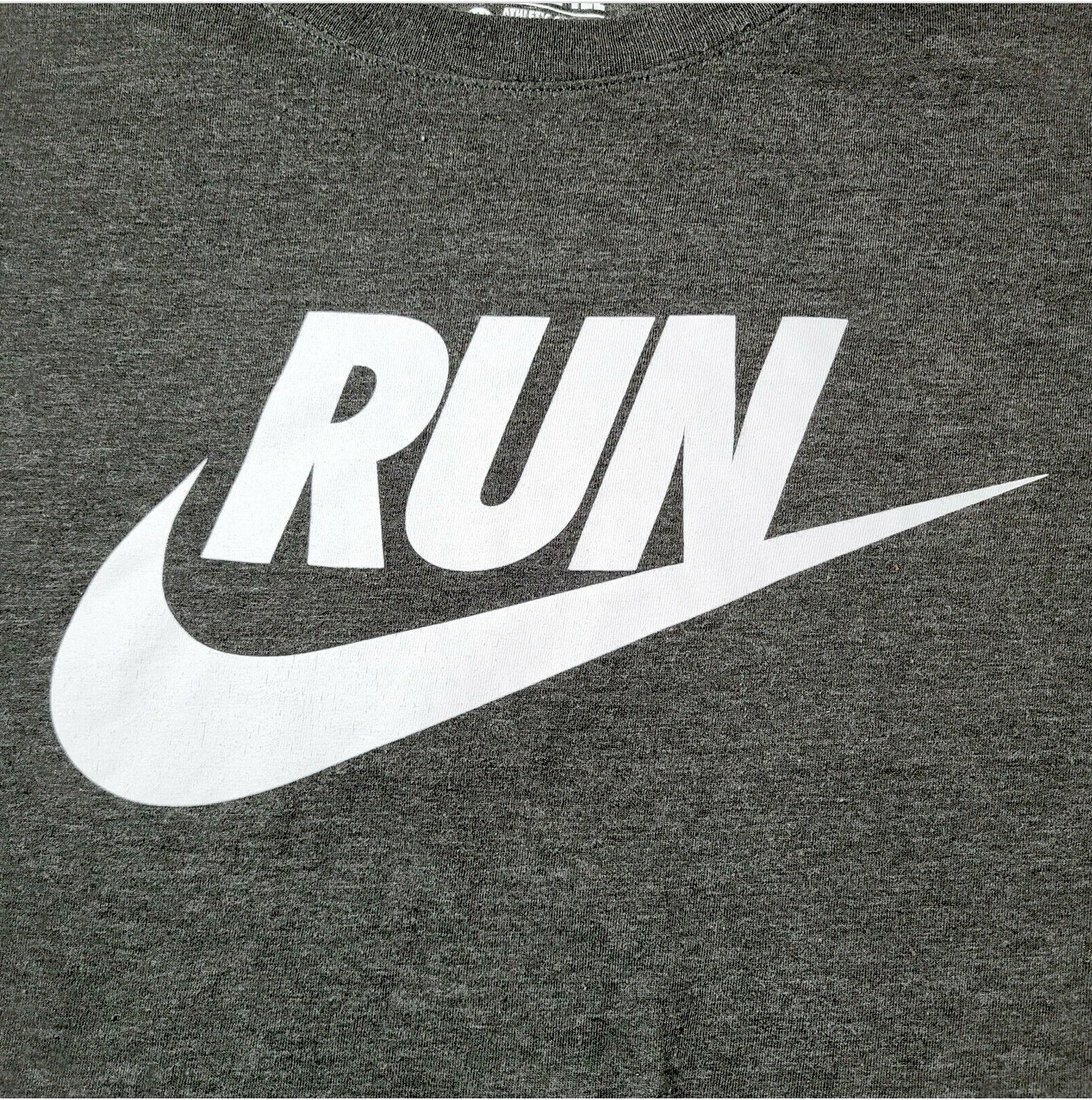 Nike Run Athletic Cut Men's Size XXL Solid Gray Oversized Logo Crew-Neck T-Shirt gallery