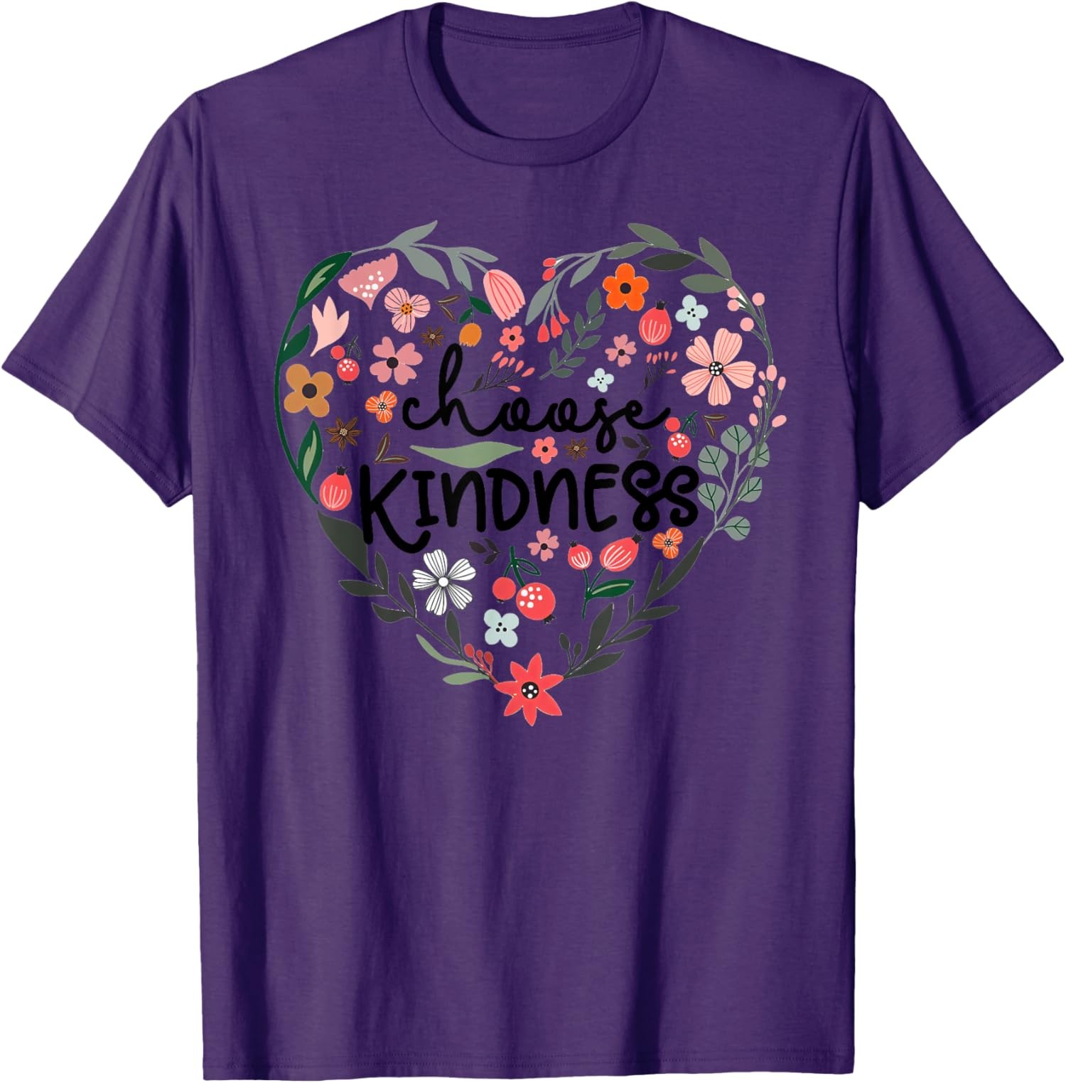 Choose Kindness Floral Heart Be Kind Inspirational Unisex T-Shirt gallery