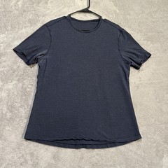 Lululemon Fundamental Shirt Mens Medium Blue Solid Crewneck Soft Lightweight