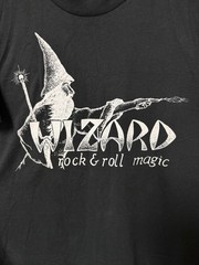 Vintage Wizard Rock & Roll Magic Graphic T Shirt Black USA Single Stitch L