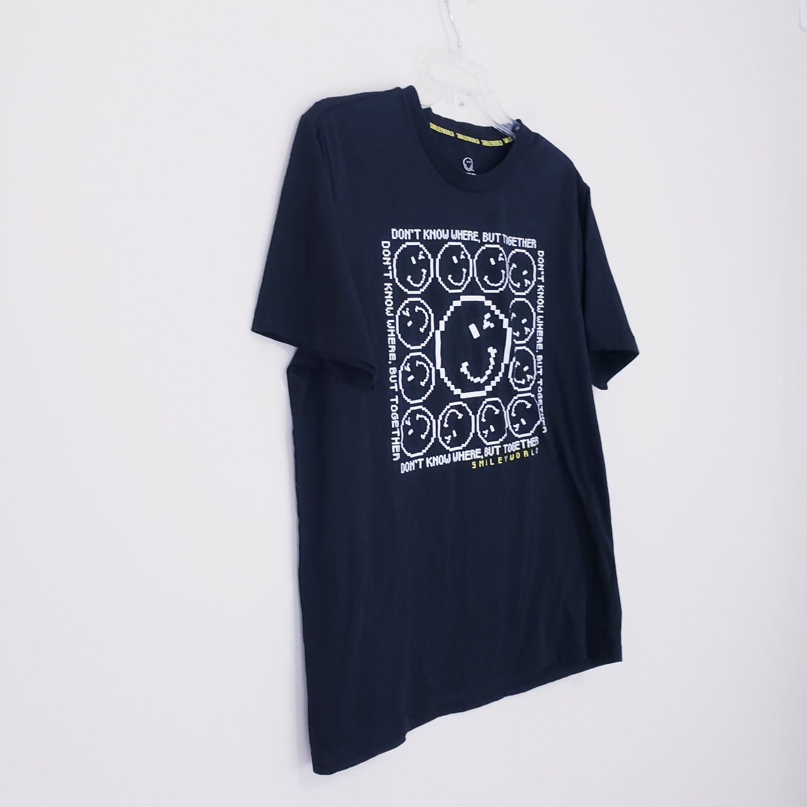 Smiley World Black Graphic T-Shirt Don't Know Where But Together Large Rare gallery