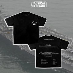 Tactical Heritage USS New Jersey BB-62 Battleship Blueprint Double-Sided T-Shirt