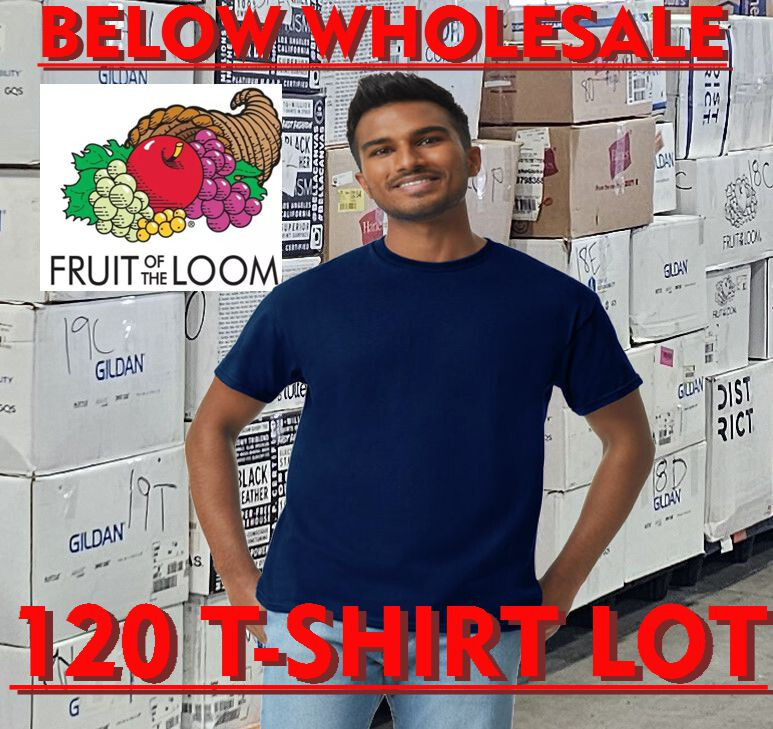 Below WHOLESALE Blank T-Shirt 120 Small NAVY Fruit of Loom 3930R / 3931 Bulk Lot gallery