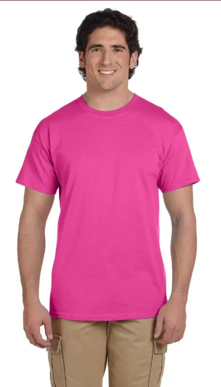 Hanes Unisex 5.2 oz., 50/50 Ecosmart® T-Shirt XL WOW PINK for Men or Women gallery