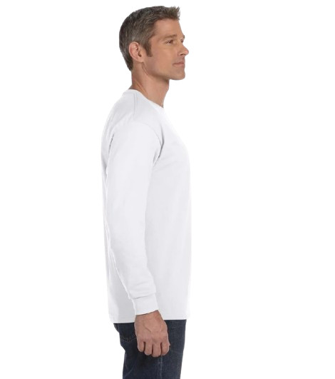 Gildan G540 Mens Heavy Cotton Preshrunk Crew Neck Long Sleeve T-Shirt 3 PK White gallery