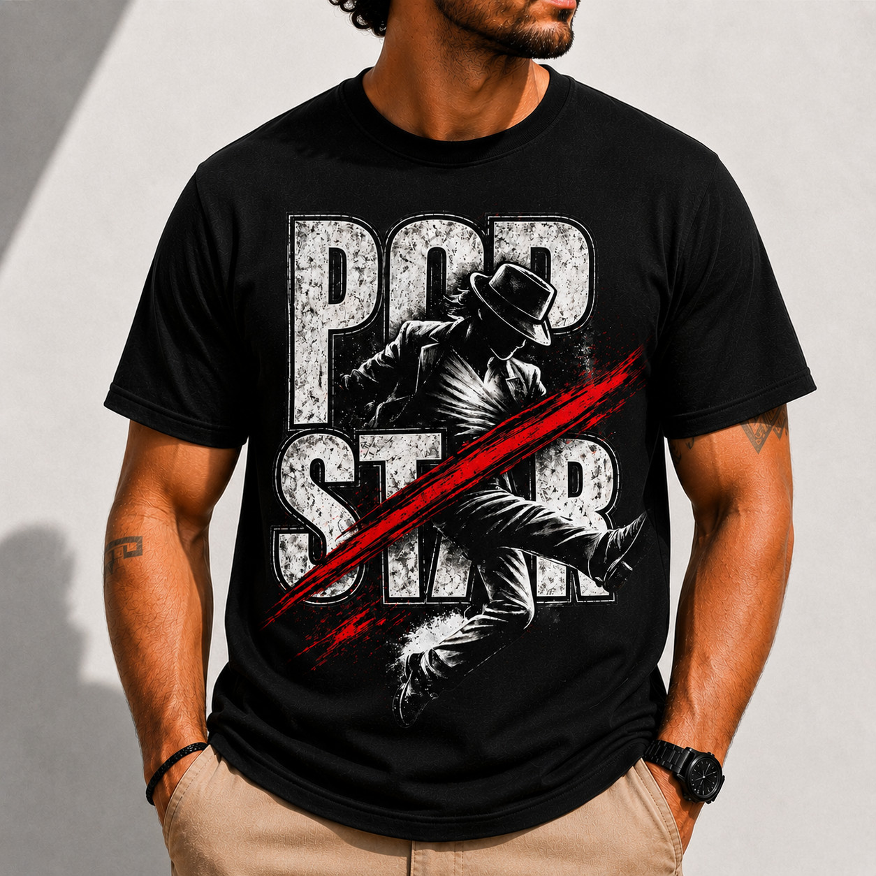 Pop Star Graphic T Shirt Men Graphic Tee Black Streetwear Urban Fashion gallery