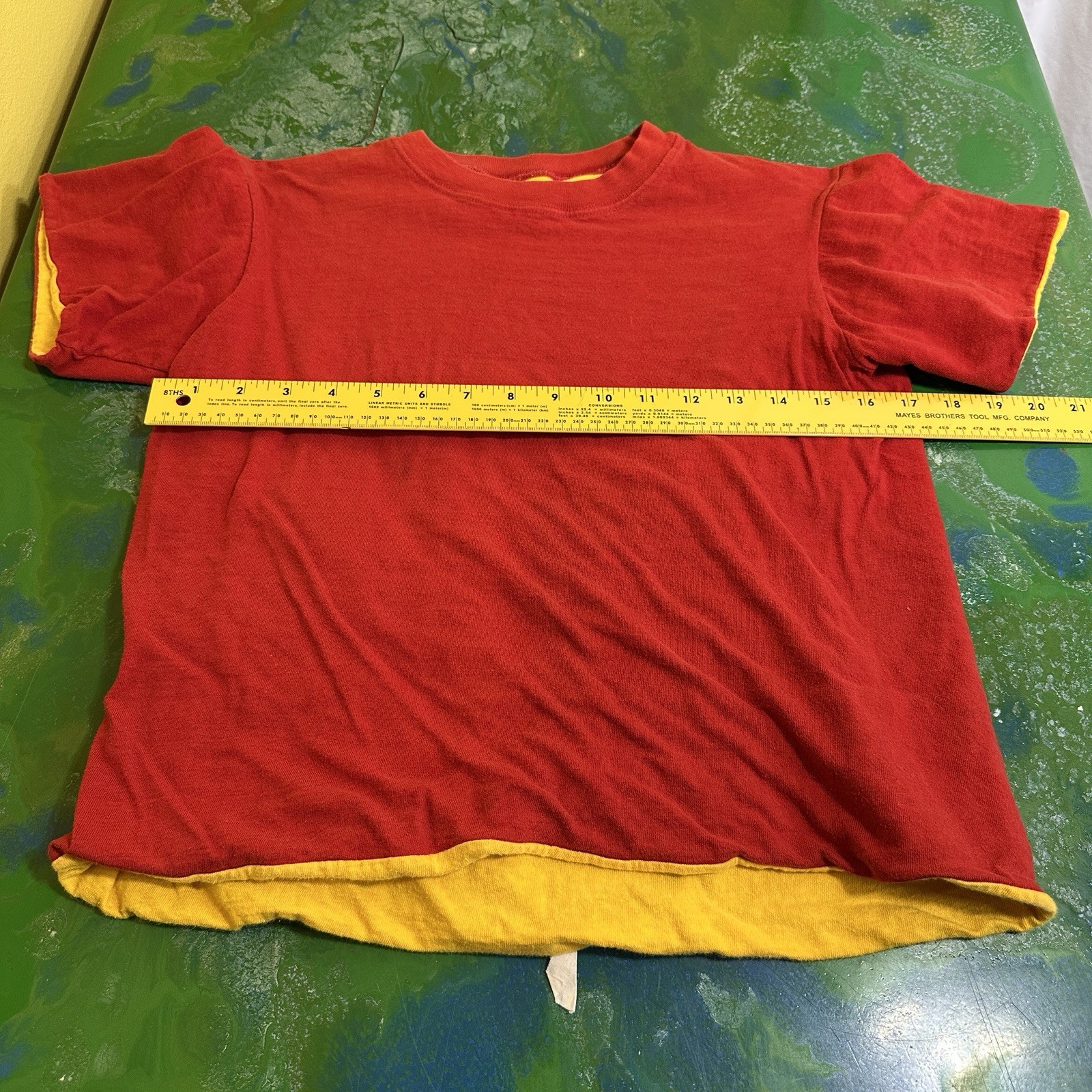 Vintage Double Face Reversible XS Red Yellow Short Sleeve T-Shirt Gym Athletics gallery