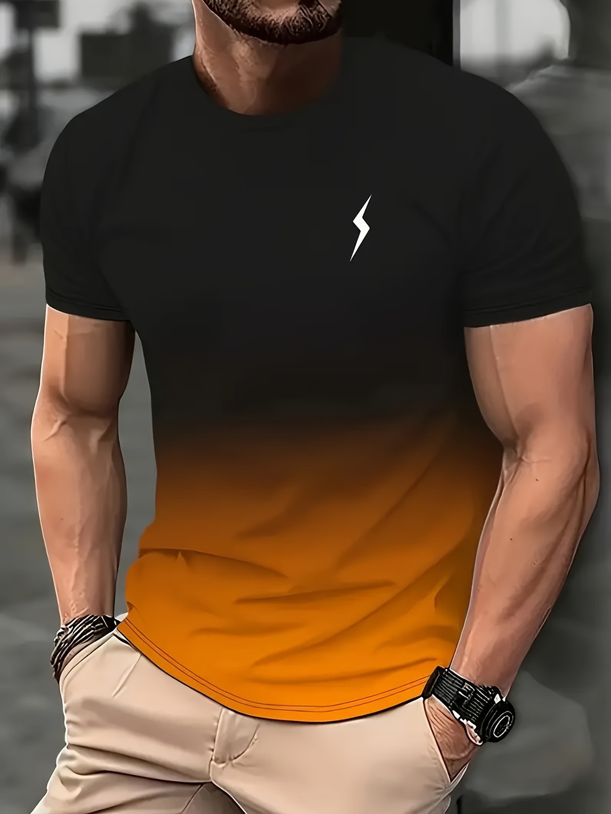 Set of 3 Men'S Sports T-Shirts, Featuring a Cool Gradient 3D Print, Quick-Dry Sh gallery