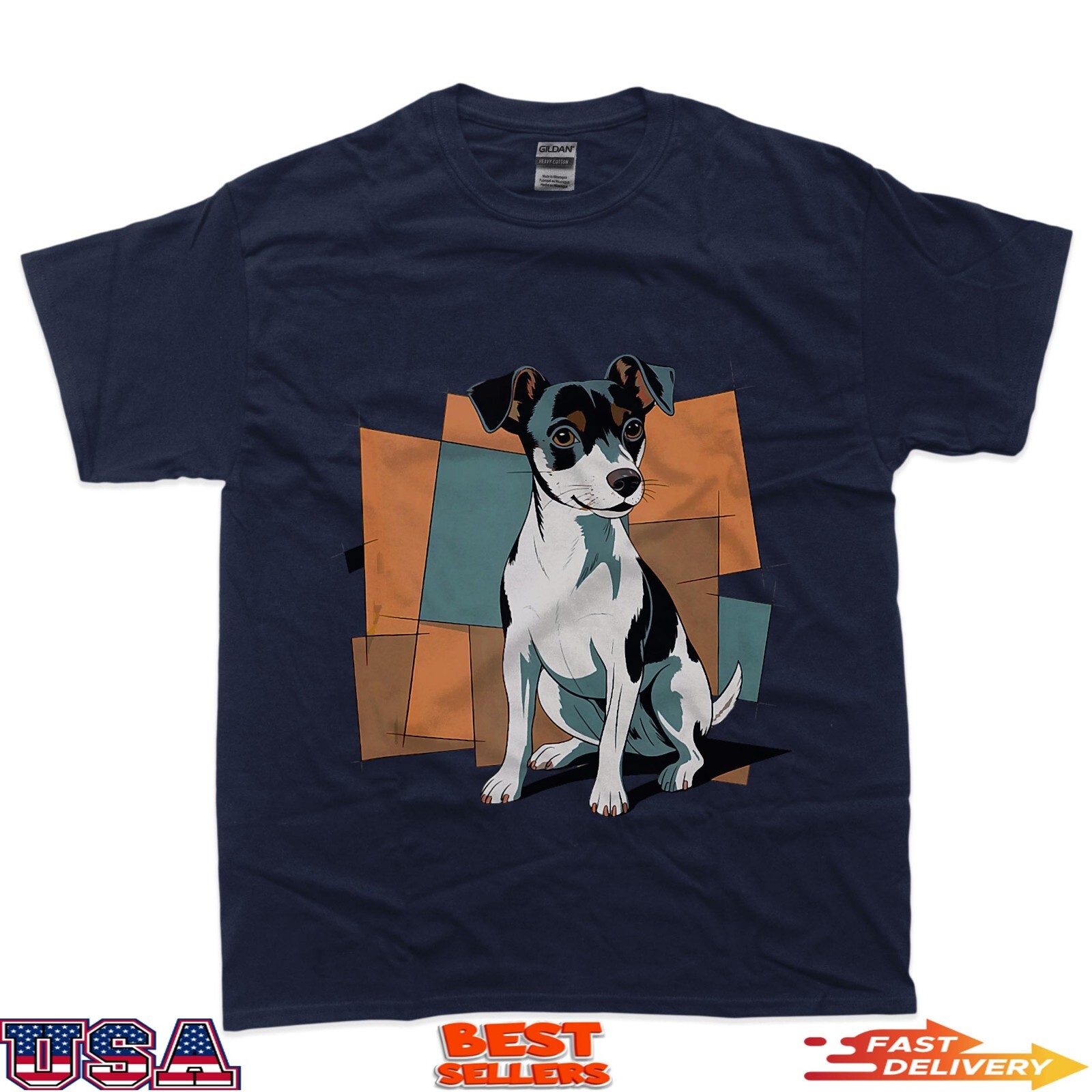 Funny Rat Terrier Puppy Dog Abstract Art Cartoon T-Shirt gallery