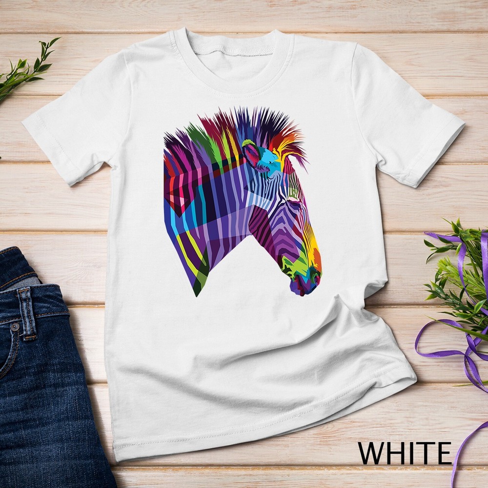 Colorful Zebra Polygonal Geometric Great Zebra’s head Unisex T-shirt