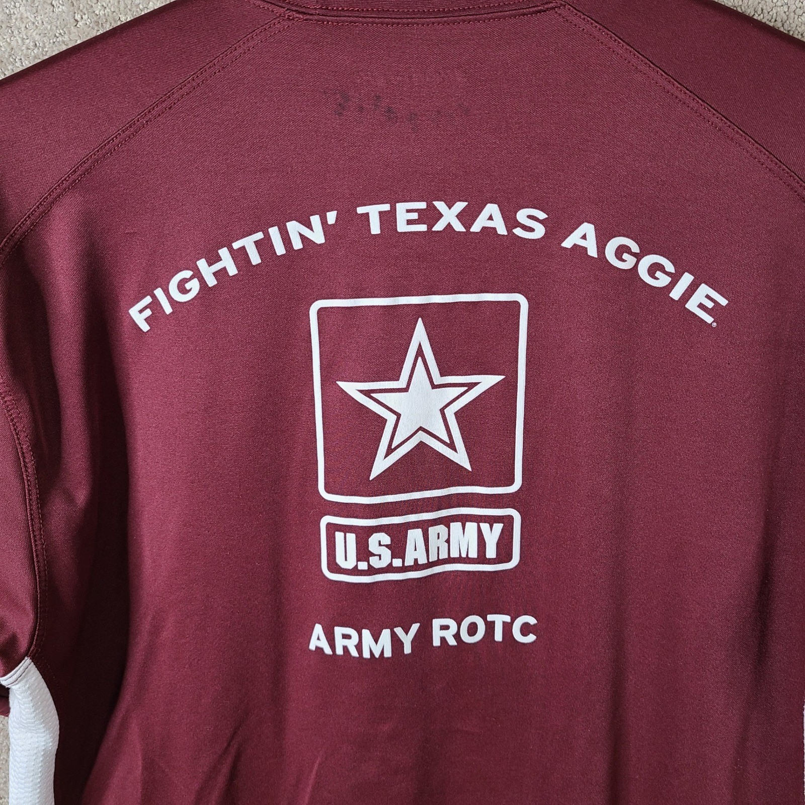 Army ROTC Shirt Mens Large Maroon Texas AandM Sport Tek Athletic Fit Polyester gallery
