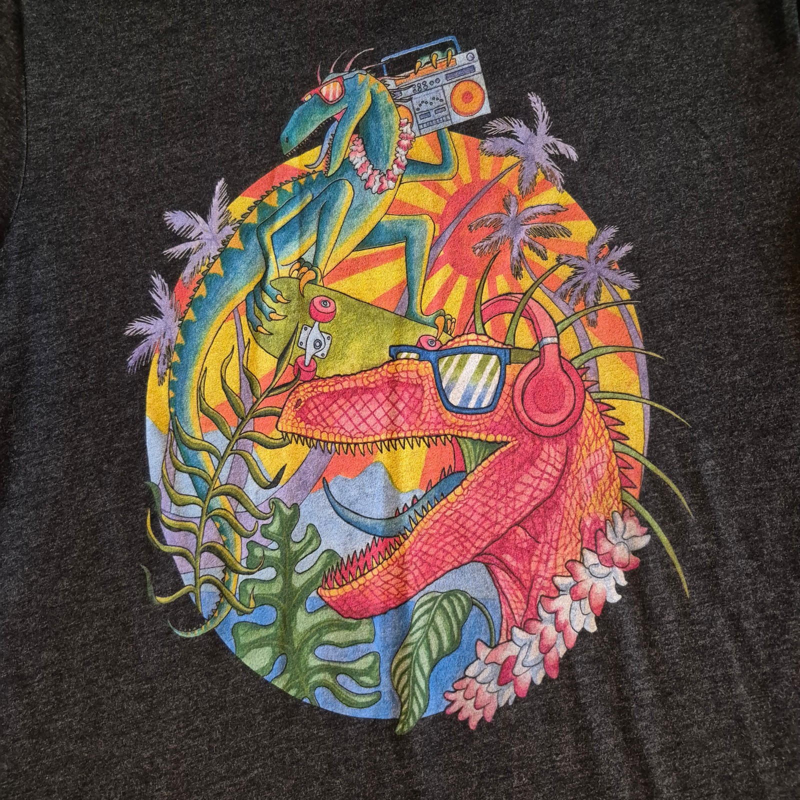 NEW - SMALL - Curbside Clothing Rad Raptors - Black Heather Tee Shirt Indie Art gallery