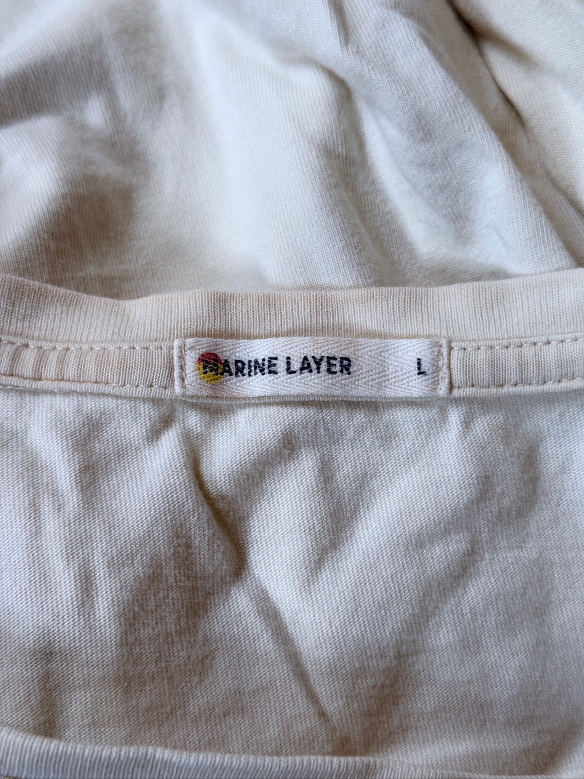 Marine Layer Shirt Large Men’s White Long Sleeve 4 Stripe Casual Crewneck gallery