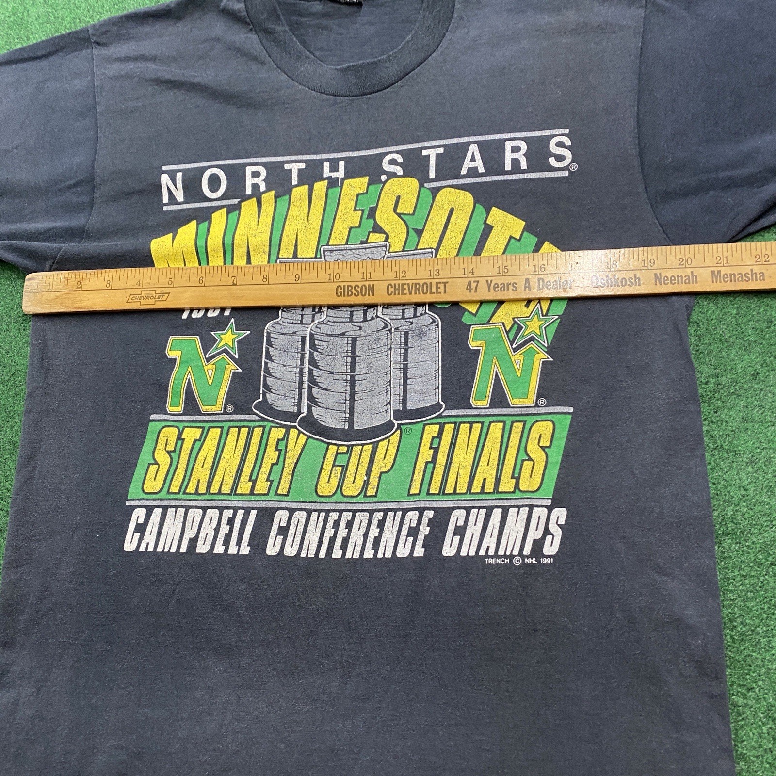 Vintage Minnesota North Stars Shirt Mens L Black 90S NHL Hockey Champs USA 1991 gallery