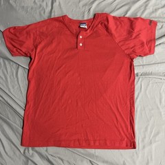 Vintage 90s Bike Blank Henley Button Red T Shirt Sz XL Made In USA Single Stitch