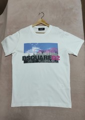 Authentic Dsquared2 Men’s T-Shirt White Cotton Desert Cactus Print Size XL