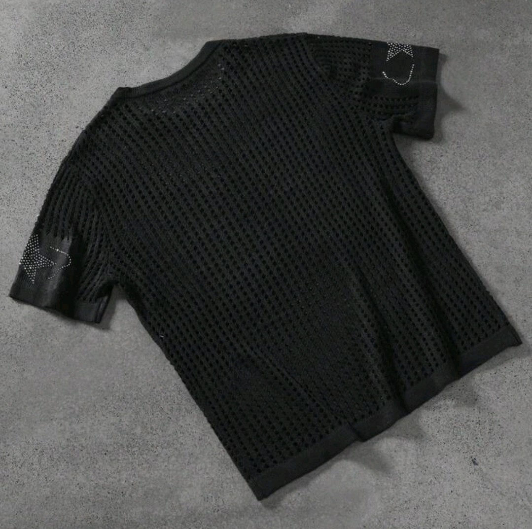 New Men Luxury Diamond Rhinestones Fashion Black Knitted T-Shirt High Quality gallery