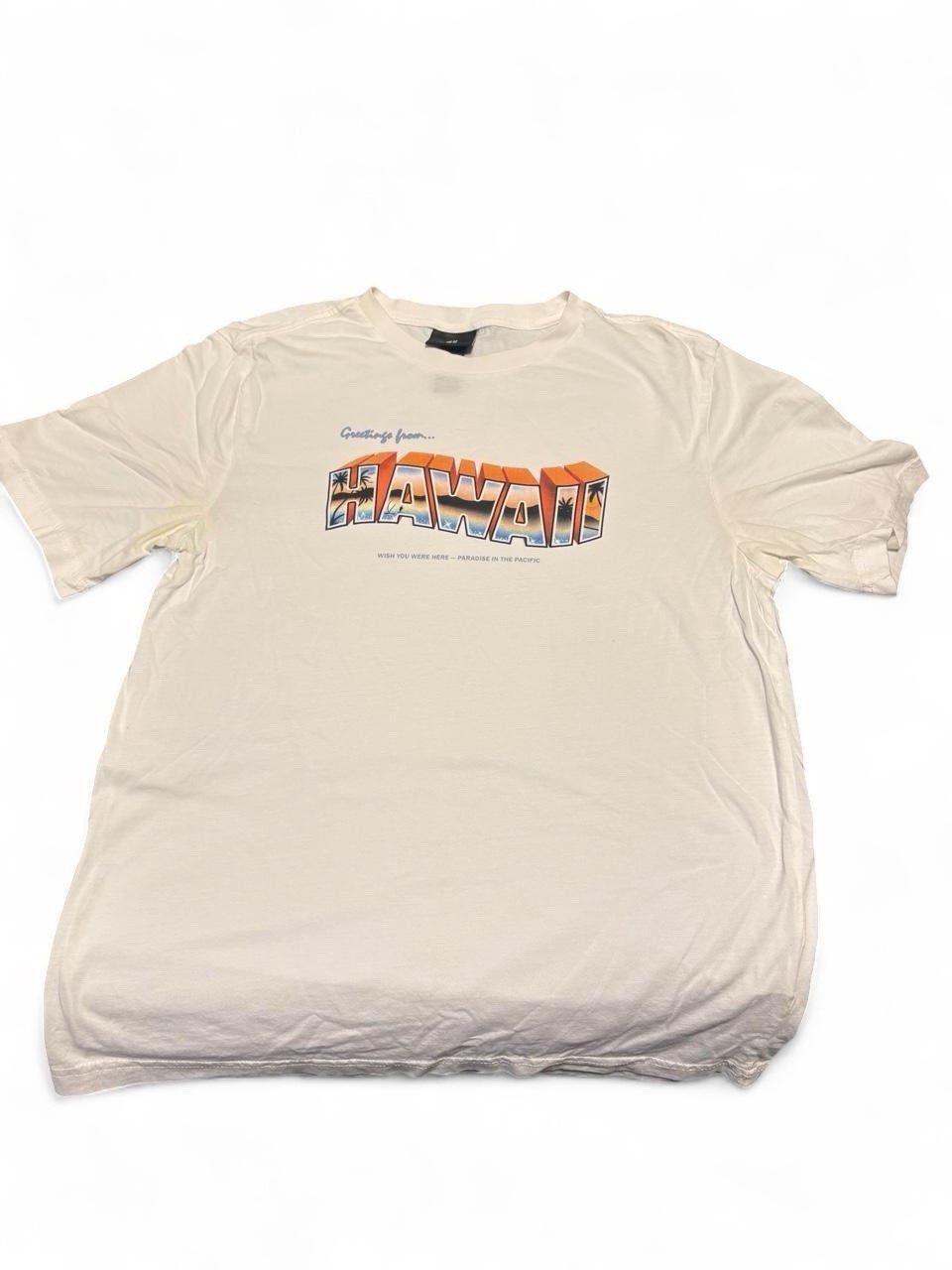 H&M Hawaiian Graphic Print Men's Regular Fit Crew Neck T-Shirt White M gallery