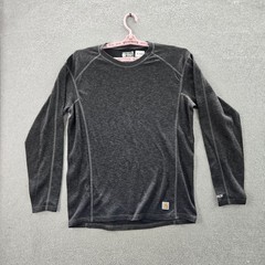Carhartt Men Shirt XL Dark Gray Polyester Wool Activewear Logo Long Sleeve