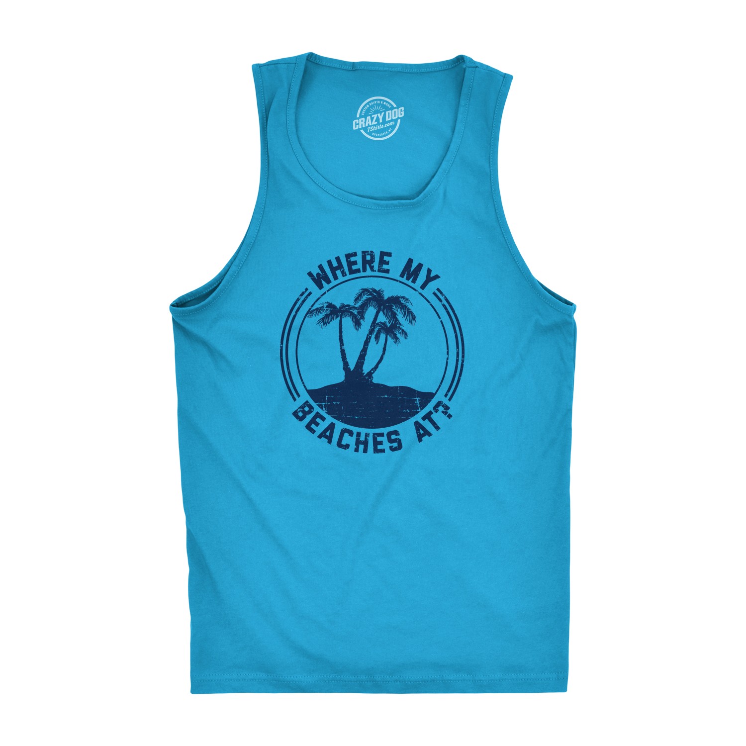 Mens Fitness Tank Where My Beaches At Tanktop Funny Summer Vacation Shirt gallery