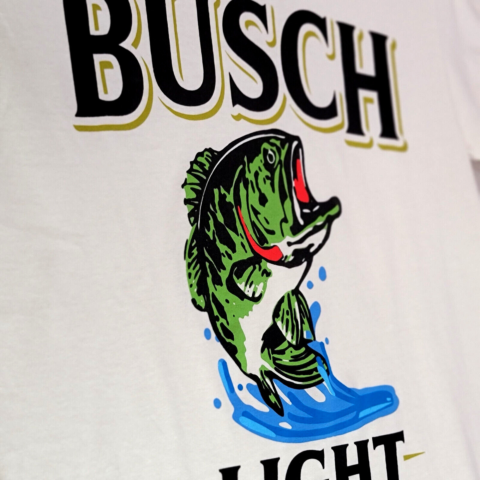 BUSCH LIGHT Beer Shirt Mens Small White Brew Fishing Bass Casual Hunting NWT gallery