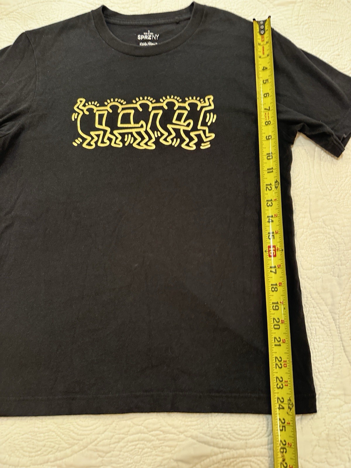 Rare UNIQLO SPRZ NY Keith Haring Black Gold Dancing Man Graphic T-Shirt Size S gallery