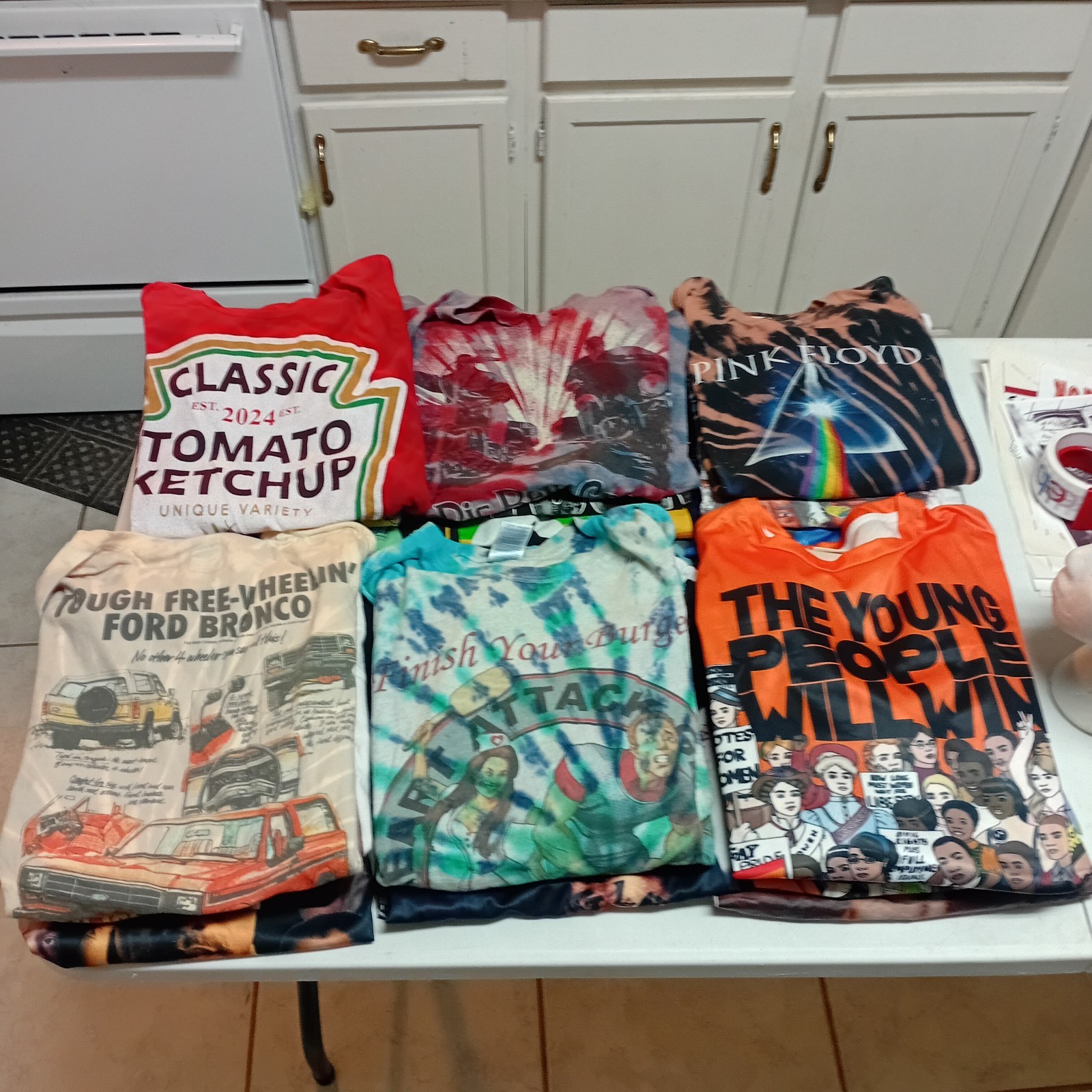 Bulk Lot 48 Graphic Print Shirts Mixed Sizes Graphics Sports Anime Festival #2 gallery