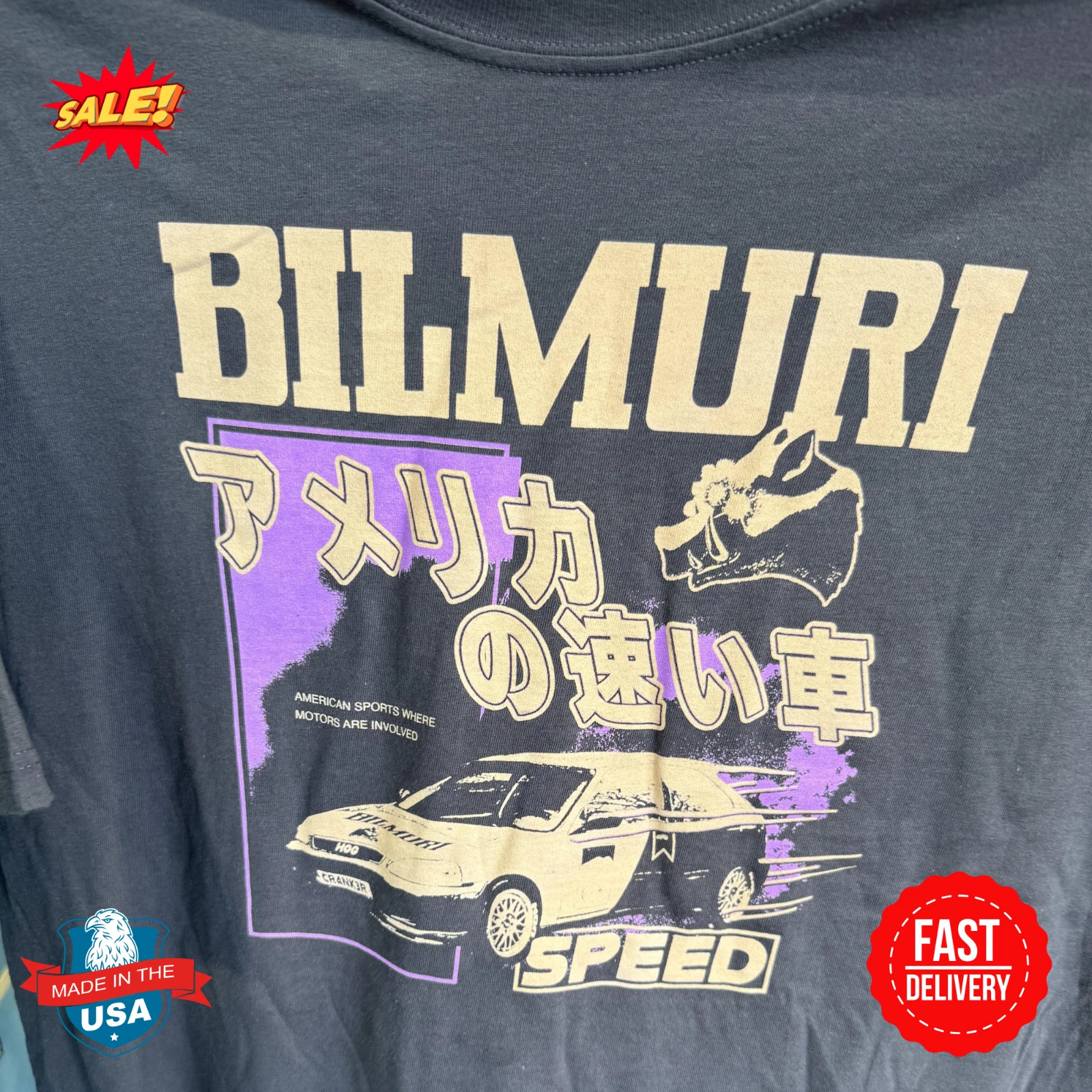 Bilmuri Involving Speed Black Cotton T Shirt Full Size S-5XL gallery