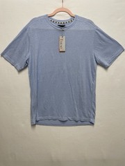 Trient Men’s Light Blue Linen Blend Short Sleeve Tee Medium T Shirt