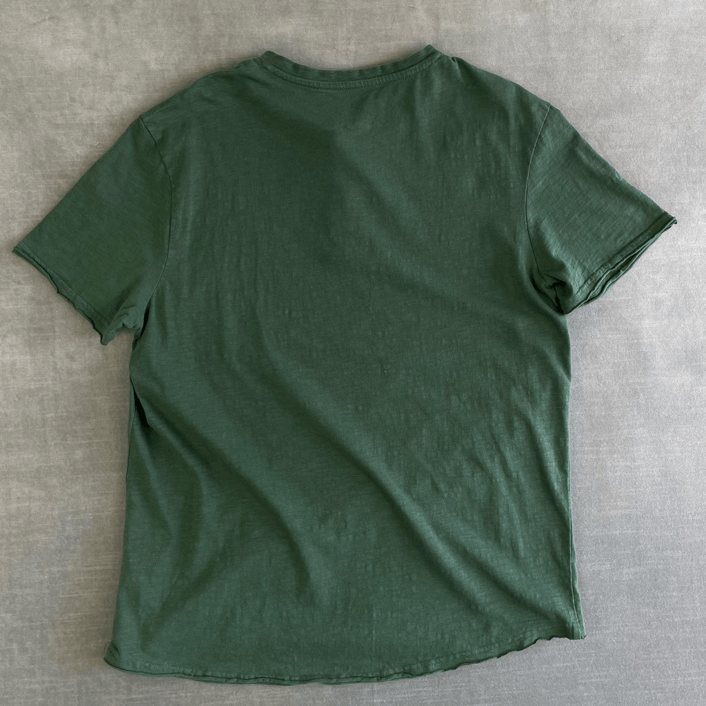 Refinery T-Shirt Mens Large Green Henley Raw Hem Tee Casual Outdoors Streetwear gallery