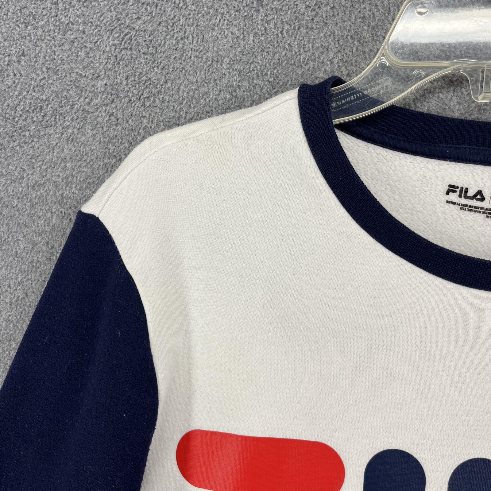 FILA Shirt Mens Large Red White Blue Long Sleeve Crewneck Colorblock Big Logo gallery