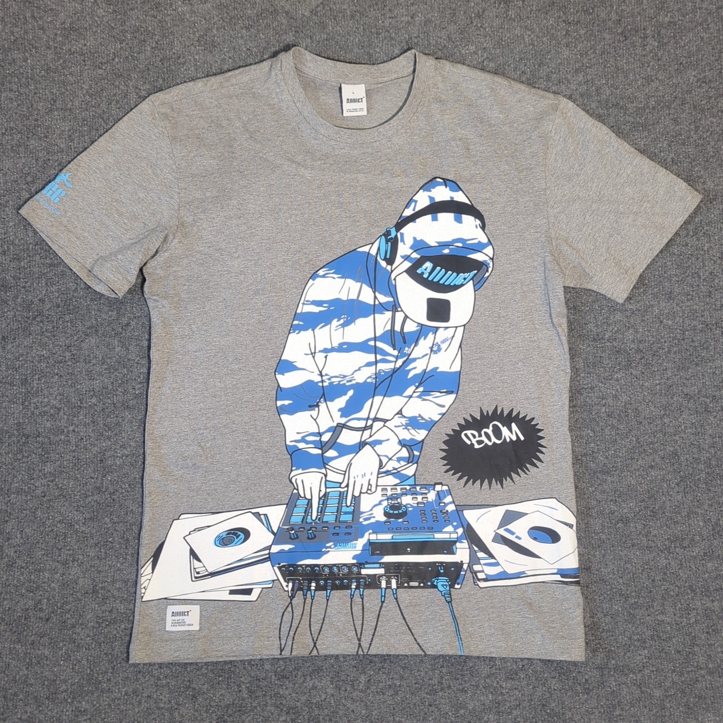 Addict Beats Collective DJ Graphic T-Shirt Tiger Camo Streetwear Men's Large gallery