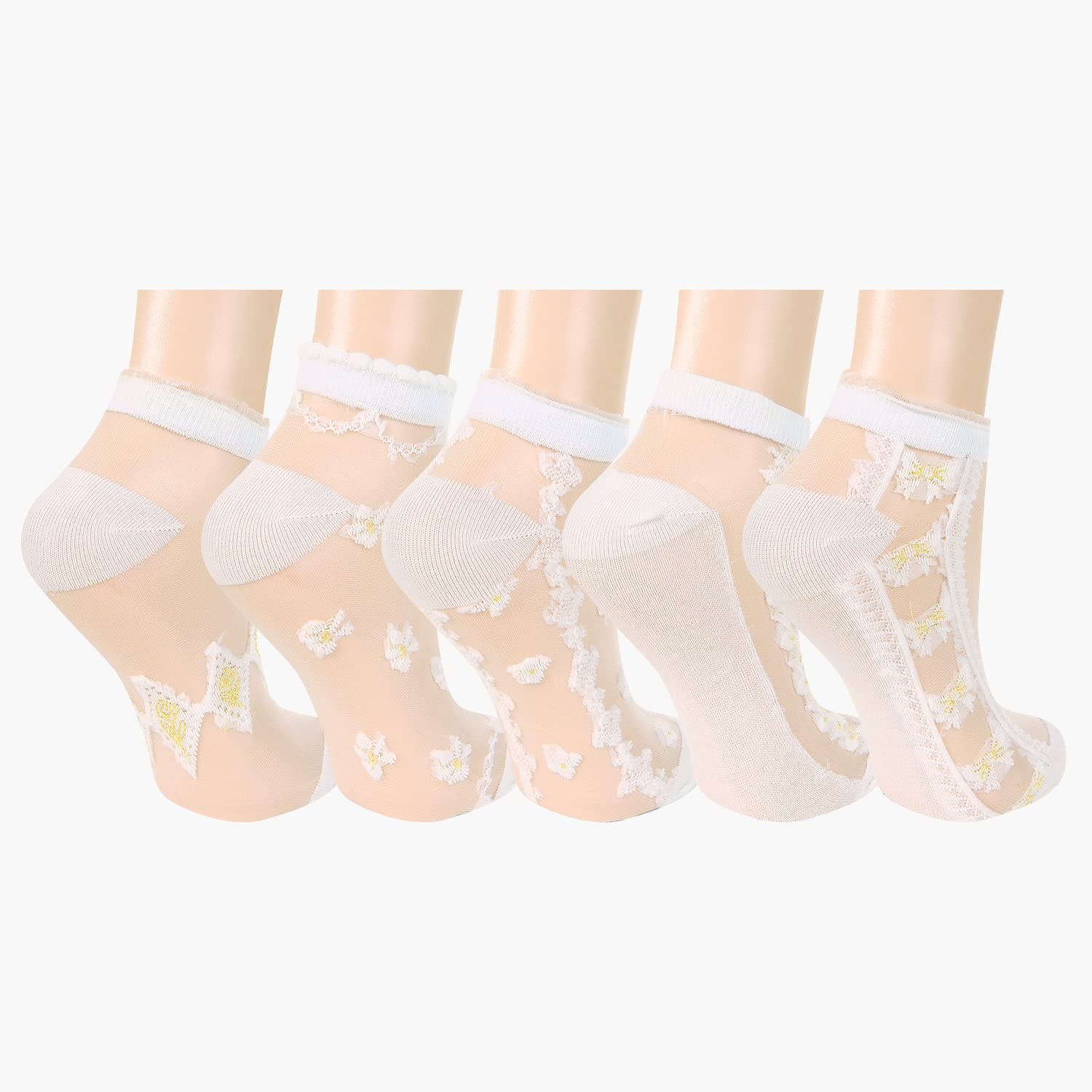 Sheer Ankle Socks for Women Girls White Lace Mesh Ankle Socks Nylon Thin Flor... gallery