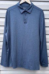 Quince Men’s Flowknit Breeze Performance Long Sleeve Polo Navy Blue XL Casual