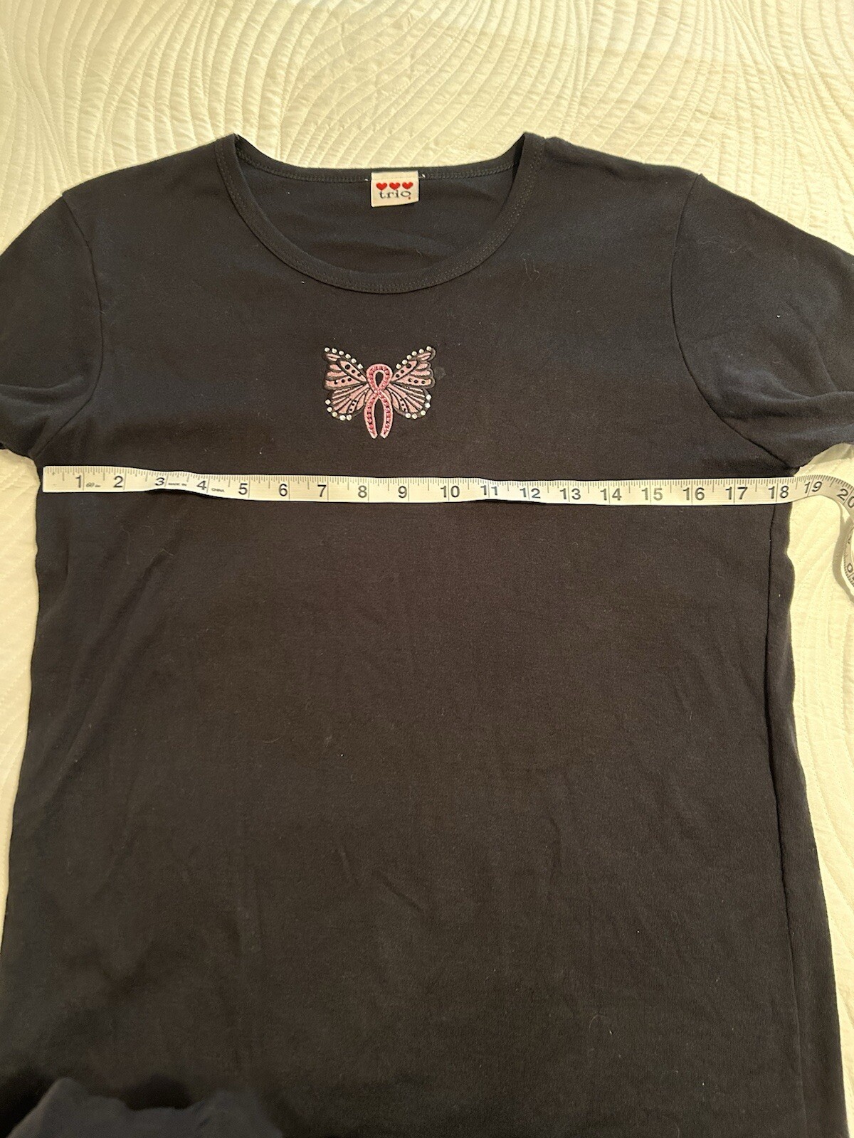 Breast Cancer Awareness Pink Ribbon Butterfly T-shrt W/Rhinestones Size M NWOT gallery