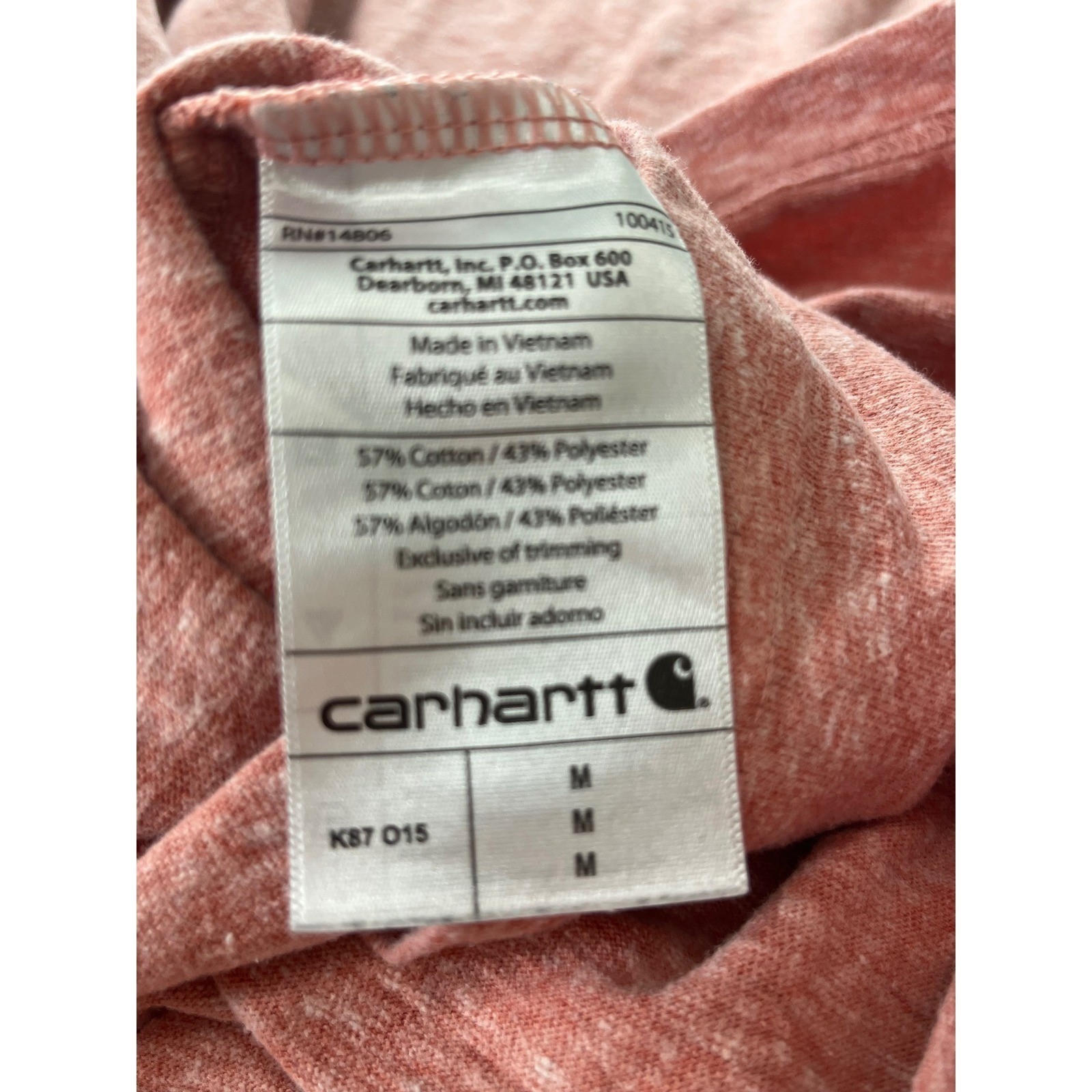 Carhartt Mens K87 Workwear Pocket T-Shirt Heather Coral Orange Original Fit M gallery