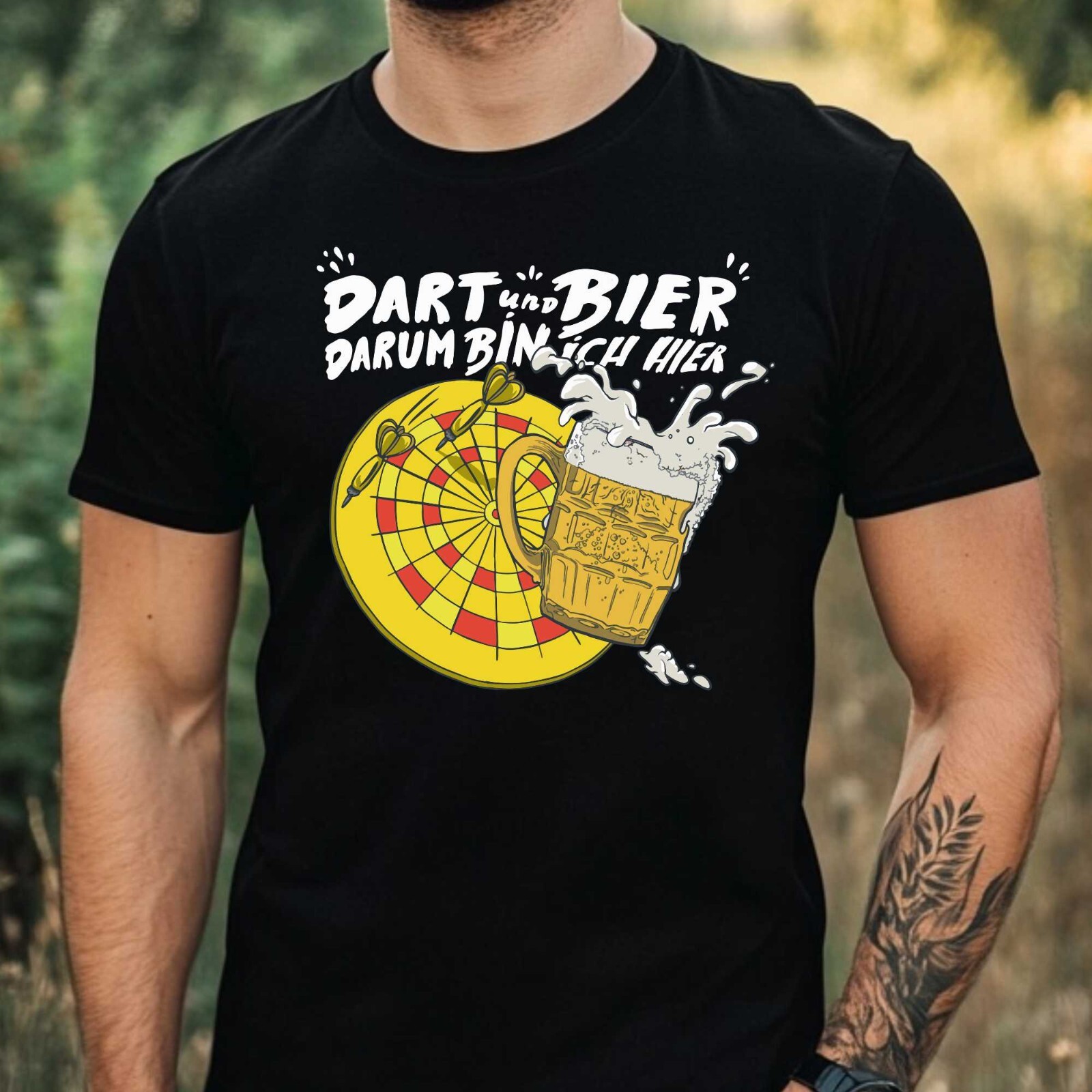 Mens Darts Motif Cotton T-Shirt Size XS to 5XL