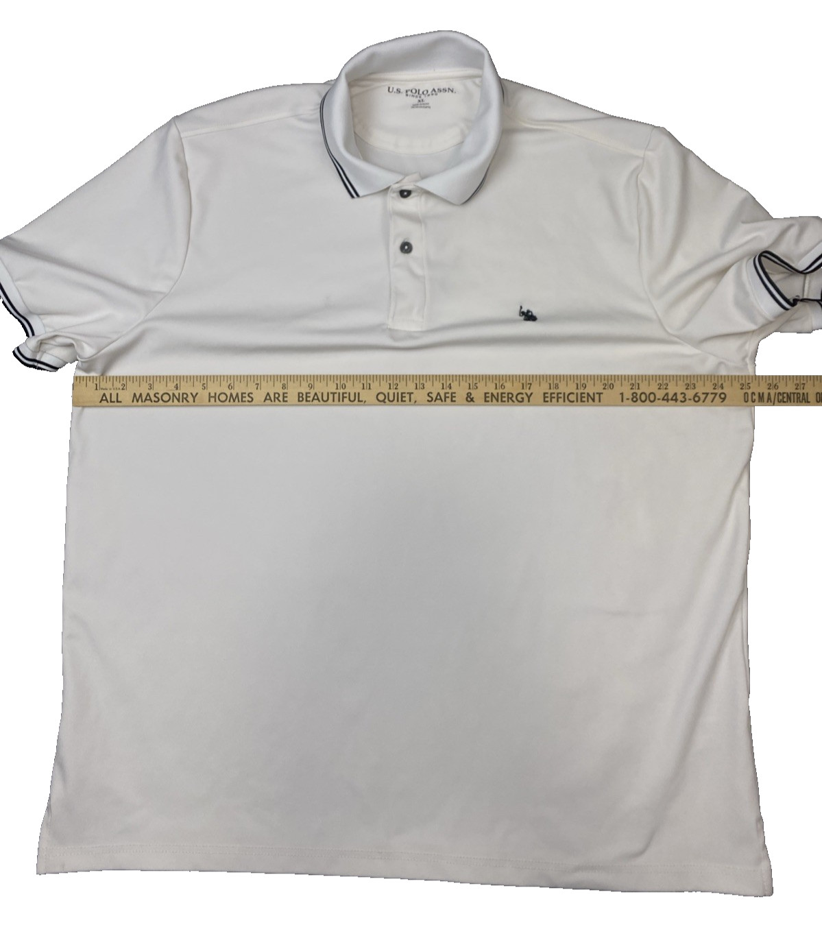 U.S. Polo Assn. Men’s XL White Stretch Tee 95/5 Poly Spandex – Stain Noted gallery