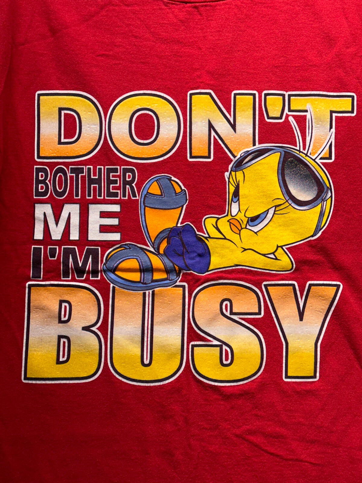 Vintage Looney Tunes 2001 Tweety Bird Don’t Bother Me I'm Busy TShirt Sz L gallery