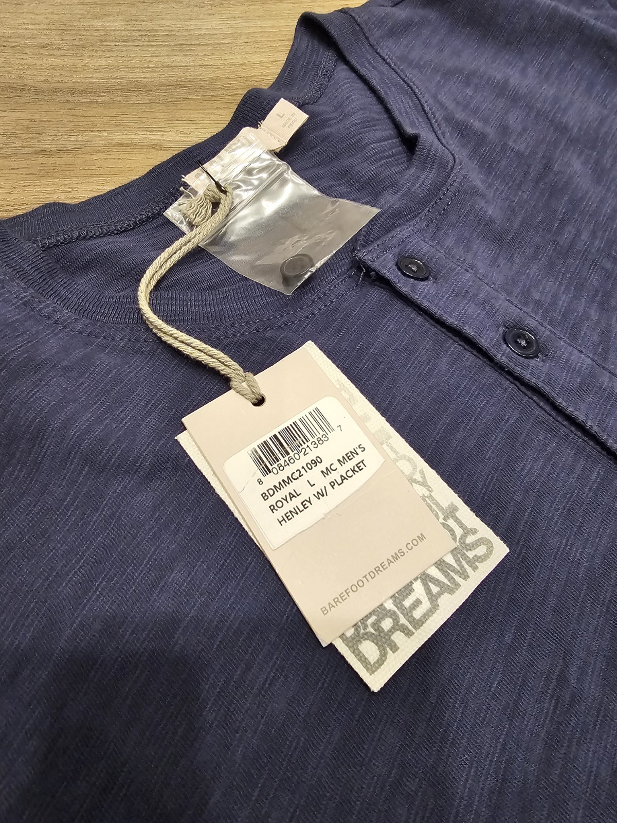 Barefoot Dreams Henley Shirt w/placket Cotton Long Sleeve Sz L gallery