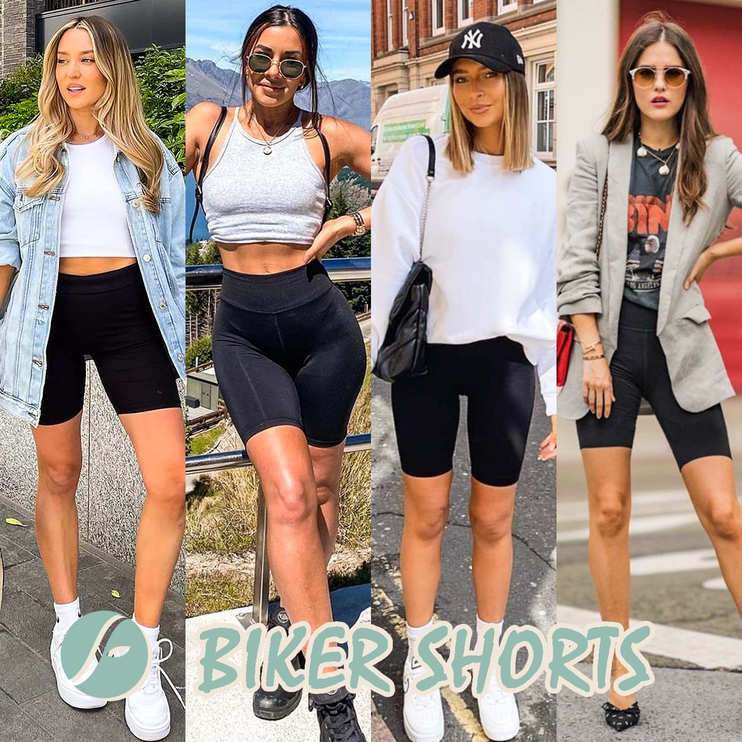 4 Pack Biker Shorts for Women – 8" High Waist Tummy Control Workout Yoga Runn... gallery