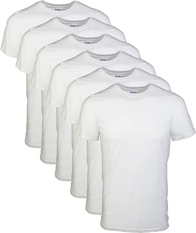 Gildan Men’s Crew T-Shirts Multipack Style G1100 6 White (6-pack)