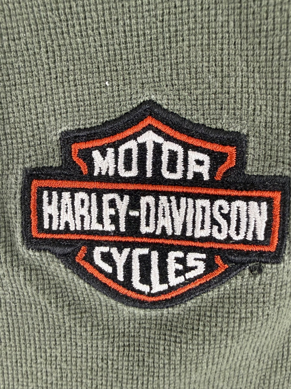Harley Davidson Thermal Long Sleeve Waffled Henley Embroidered Size Large Y2K gallery