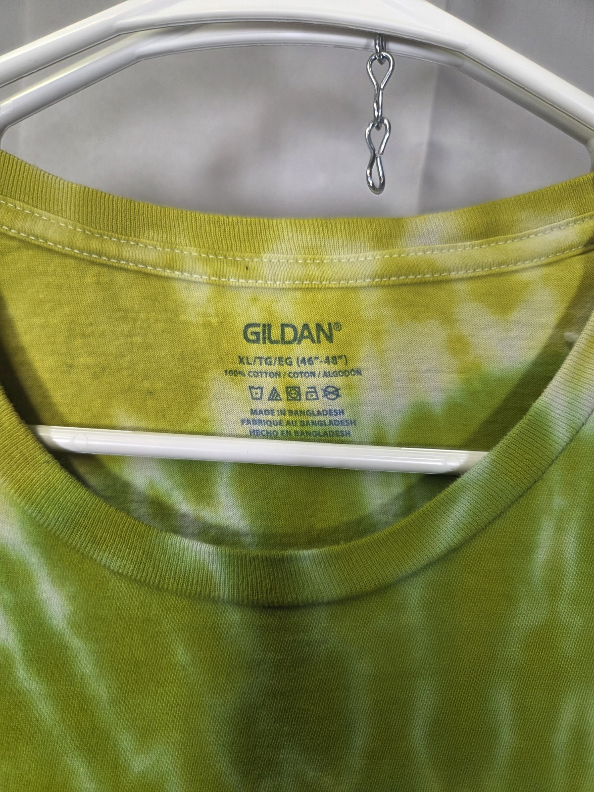 HANDCRAFTED Gildan G500 XL Lightweight Cotton Green Yellow Tie-Dye Unisex Tee gallery